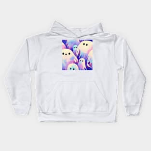 Watercolor kawaii ghosts pattern Kids Hoodie